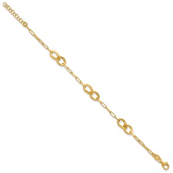 Leslie's Sterling Silver Gold-plated Fancy Link with 1in ext. Bracelet — alternate view