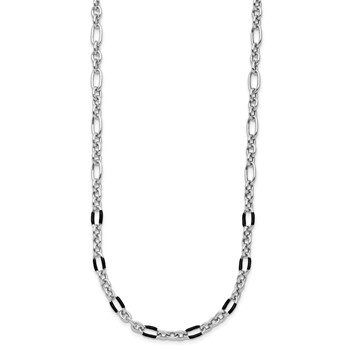 Leslie's Sterling Silver Rhodium-plated with Enamel Link with 2in ext. Necklace — alternate view
