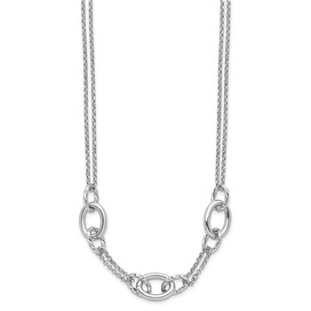 Leslie's Sterling Silver Rhodium-plated Fancy Link with 2in ext. Necklace — alternate view