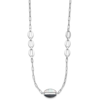 Leslie's Sterling Silver Rhodium-plated Black and White MOP Necklace — alternate view