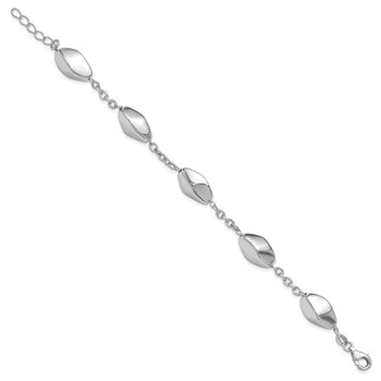 Leslie's Sterling Silver Rhodium-plated Polished with .75in ext. Bracelet — alternate view