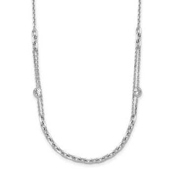 Leslie's Sterling Silver Rhodium-plated CZ with 2in ext. Necklace