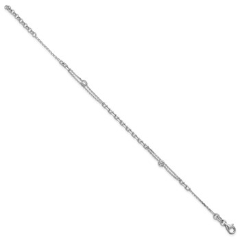 Leslie's Sterling Silver Rhodium-plated CZ with 1in ext. Bracelet — alternate view