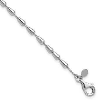 Leslie's Sterling Silver RH-plated Polished 7in w/ 1in ext. Bracelet