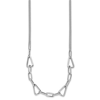 Leslie's Sterling Silver RH-pl Pol. Geometric 2-strand w/2in ext. Necklace — alternate view