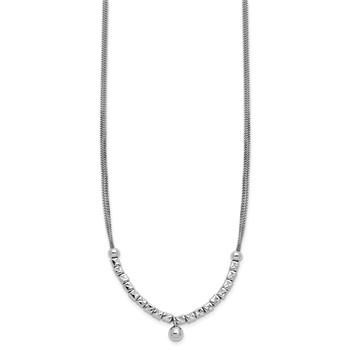 Leslie's Sterling Silver RH-pl Pol. Fancy 2-strand w/2in ext. Necklace — alternate view
