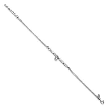 Leslie's Sterling Silver RH-plat Pol. Fancy 2-strand w/1in ext. Bracelet — alternate view