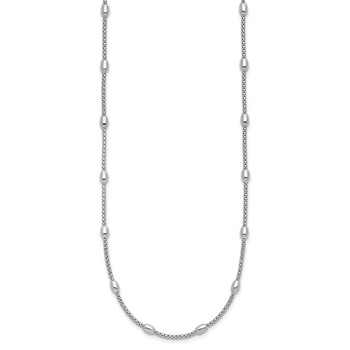 Leslie's Sterling Silver RH-plated Fancy Bead  w/2in ext. Necklace — alternate view