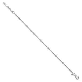 Leslie's Sterling Silver RH-plated Fancy Bead  w/1in ext. Bracelet — alternate view