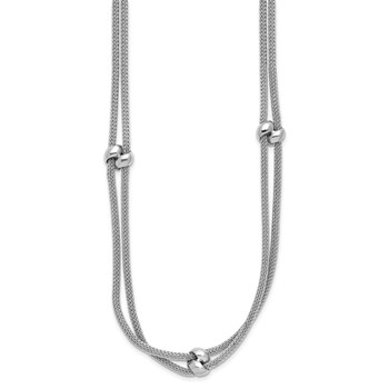 Leslie's SS RH-plated Polished 2-strand Bead w/2.25in ext. Necklace — alternate view