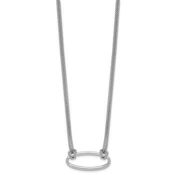 Leslie's SS RH-plat Polish/Dia-cut Oval 2-Strand w/1.25in ext. Necklace — alternate view