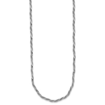 Leslie's SS RH-plated Polish/Texture Braided w/1.5in ext. Necklace — alternate view