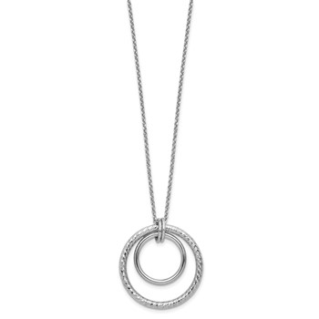 Leslie's SS RH-plated Polished / Dia-cut Circle with 2in ext. Necklace — alternate view