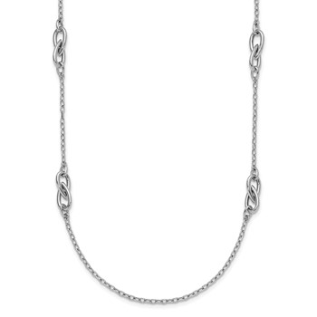 Leslie's Sterling Silver RH-plate Polish Fancy Link w/2in ext. Necklace