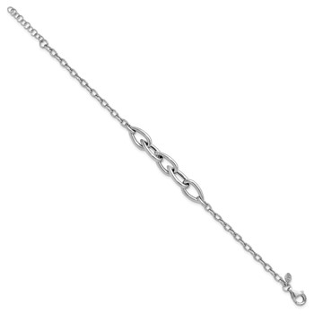 Leslie's Sterling Silver RH-plate Polish Fancy Link w/ 1in ext. Bracelet — alternate view
