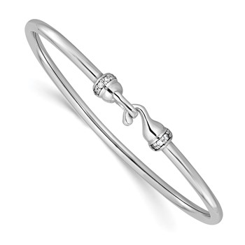 Leslie's Sterling Silver RH-plated Polished CZ Flexible Bangle