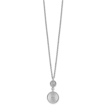 Leslie's SS RH-plated CZ Polish/Grooved Circle w/2in ext. Necklace — alternate view