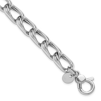Leslie's SS RH-plated Polished Fancy Link w/.5in ext. Bracelet