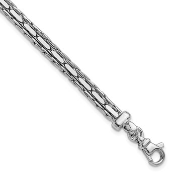 Leslie's SS RH-plated Polished 3-Strand Fancy w/1in ext. Bracelet