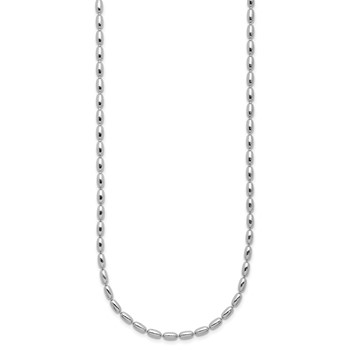 Leslie's Sterling Silver RH-plated Oval Beaded w/1.75in ext. Necklace — alternate view