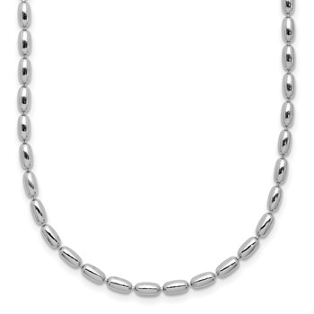 Leslie's Sterling Silver RH-plated Oval Beaded w/1.75in ext. Necklace