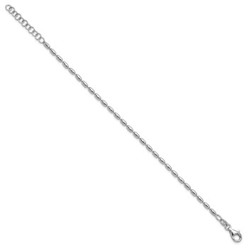 Leslie's Sterling Silver RH-plated Oval Beaded w/1.25in ext. Bracelet — alternate view