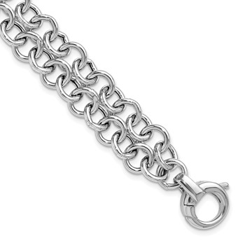 Leslie's SS RH-plated Polished 2-strand Circle Link Bracelet