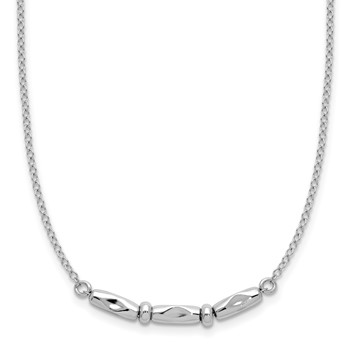 Leslie's Sterling Silver RH-plated Polished Fancy w/1in ext. Necklace