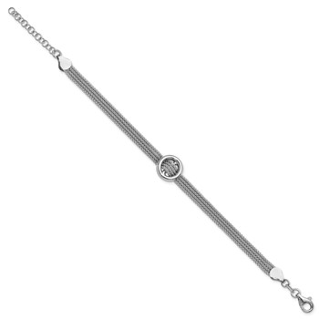 Leslie's Sterling Silver RH-plat Circle Multi-strand w/1in ext. Bracelet — alternate view