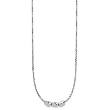 Leslie's Sterling Silver RH-plated Polished Beads w/2in ext. Necklace — alternate view