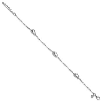 Leslie's Sterling Silver RH-plated Polished Beads w/1in ext. Bracelet — alternate view
