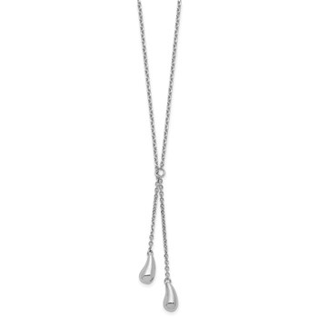 Leslie's Sterling Silver RH-plated Polished Drop w/1in ext. Necklace — alternate view