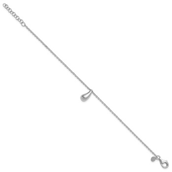 Leslie's Sterling Silver RH-plat Polished Dangle Bead w/1in ext. Bracelet — alternate view