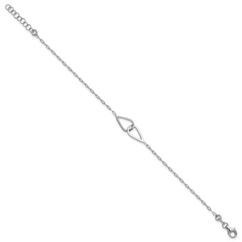 Leslie's SS RH-plated Polish Intertwined Teardrop w/1in ext. Bracelet — alternate view