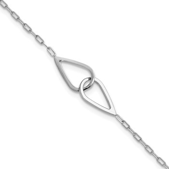 Leslie's SS RH-plated Polish Intertwined Teardrop w/1in ext. Bracelet