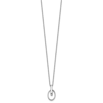 Leslie's Sterling Silver RH-plated Polished Oval w/2in ext. Necklace — alternate view
