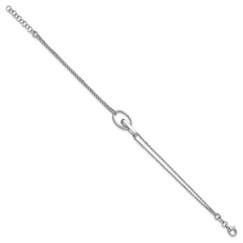 Leslie's Sterling Silver RH-plated Polished Oval w/1in ext. Bracelet — alternate view
