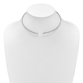 Leslie's SS RH-plt Polish /Textured Wire Wrapped CZ Collar Necklace — alternate view