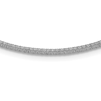 Leslie's SS RH-plt Polish /Textured Wire Wrapped CZ Collar Necklace