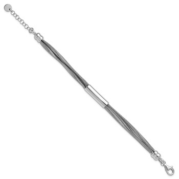 Leslie's SS RH-pltd Wire Wrapped 3-strand Bar w/ 1in Ext. Bracelet — alternate view