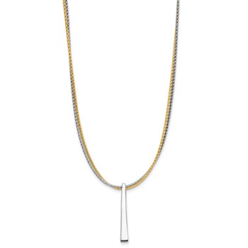 Leslie's SS RH/Gold-plated 2-Wire Tapered Bar w/ 2in Ext. Necklace — alternate view