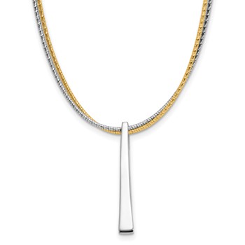 Leslie's SS RH/Gold-plated 2-Wire Tapered Bar w/ 2in Ext. Necklace