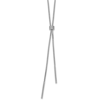 Leslie's SS RH-plated Polished CZ and Bars Lariat w/ 2in Ext. Necklace — alternate view