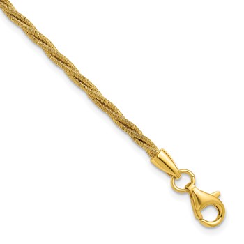 Leslie's SS Gold-plated Twisted Wire-wrapped with 1in Ext. Bracelet