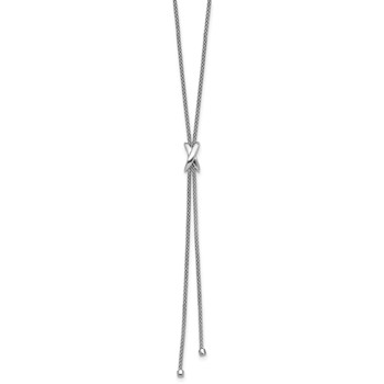 Leslie's SS Rhodium-plated Polished X Lariat w/ 2in Ext. Necklace — alternate view