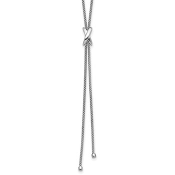 Leslie's SS Rhodium-plated Polished X Lariat w/ 2in Ext. Necklace