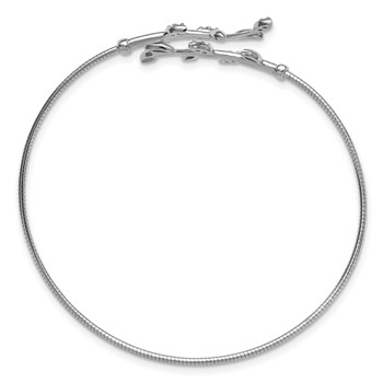 Leslie's SS Rhodium-plated Polished CZ Leaf Bypass Flexible Cuff Bangle — alternate view