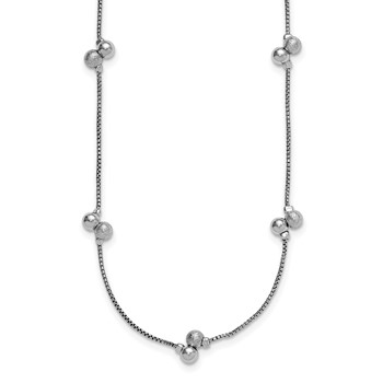 Leslie's SS Rhodium-plated Polished Brushed and Beaded Necklace