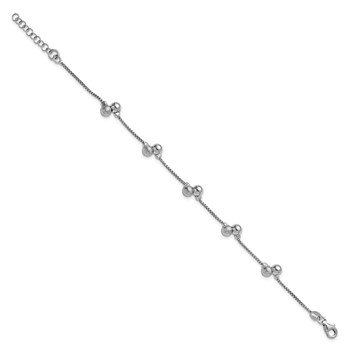 Leslie's SS RH-plated Brushed and Beaded w/1in Ext Bracelet — alternate view