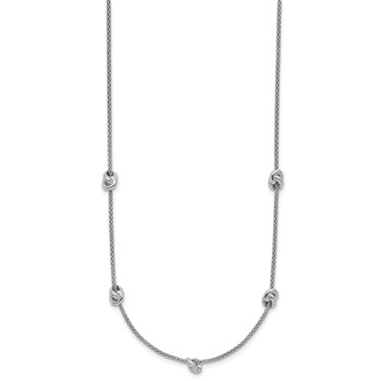 Leslie's Sterling Silver RH-plt Polished Love Knot w/2in ext. Necklace — alternate view